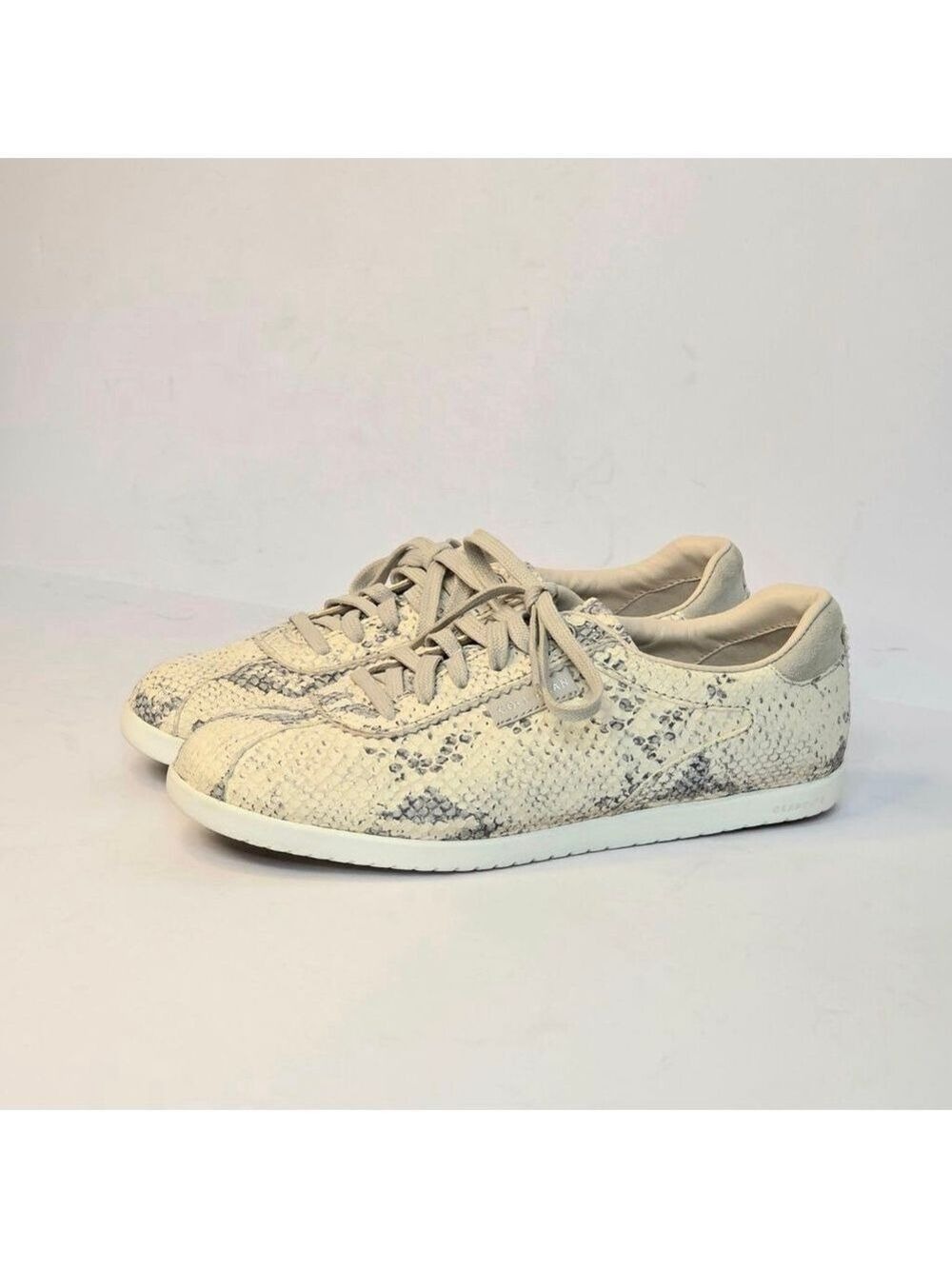 Cole Haan GrandPrø Snakeskin Sneakers Beige Gray Women's Size 8.5
